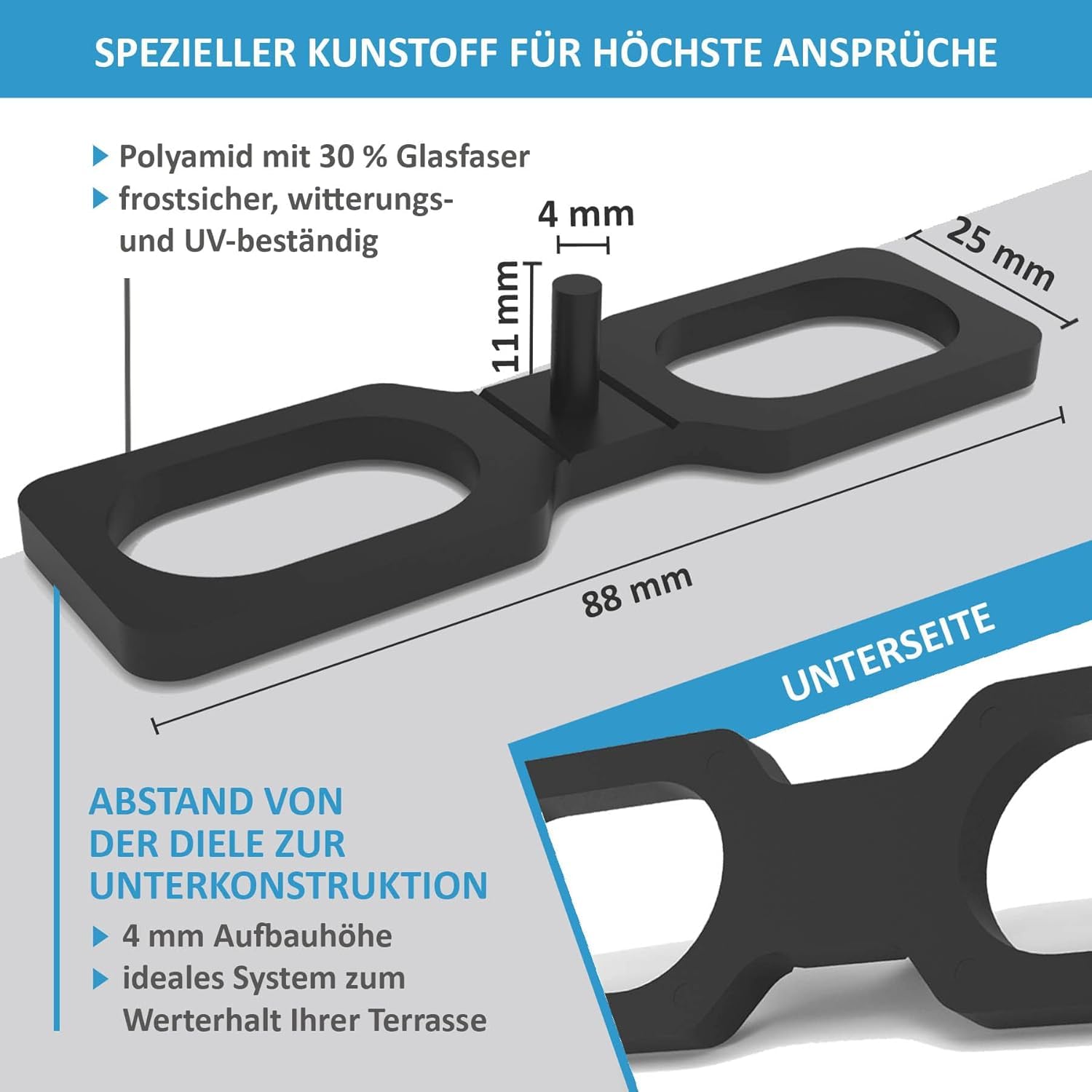 Abstandhalter 4mm oder 7mm für Terrassendielen Distanzhalter (500, 4 mm)