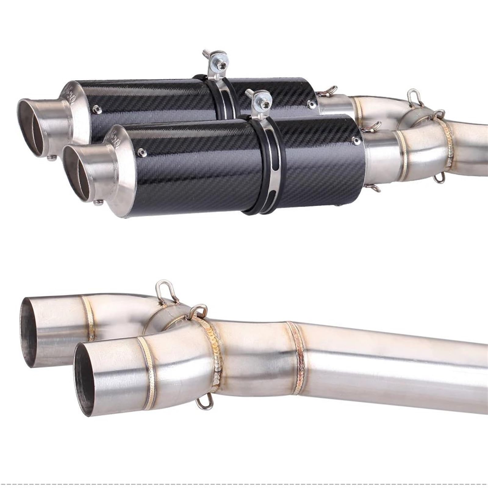 Sistema Escape Silenciador De Escape De Fibra De Carbono para Motocicleta, Sistema Completo De Conexión De Tubo Intermedio para Y&amaha FZ-6N FZ-6S FZ6 FZ6S FZ6N