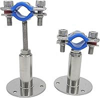 Vista 3 de Stainless Steel Adjustable Pipe Clamp Bracket - Wall/Ceiling Mount Support for 1/2-Inch (19mm) Pipe, Heavy-Duty Rustproof Brackets with Screws, Set