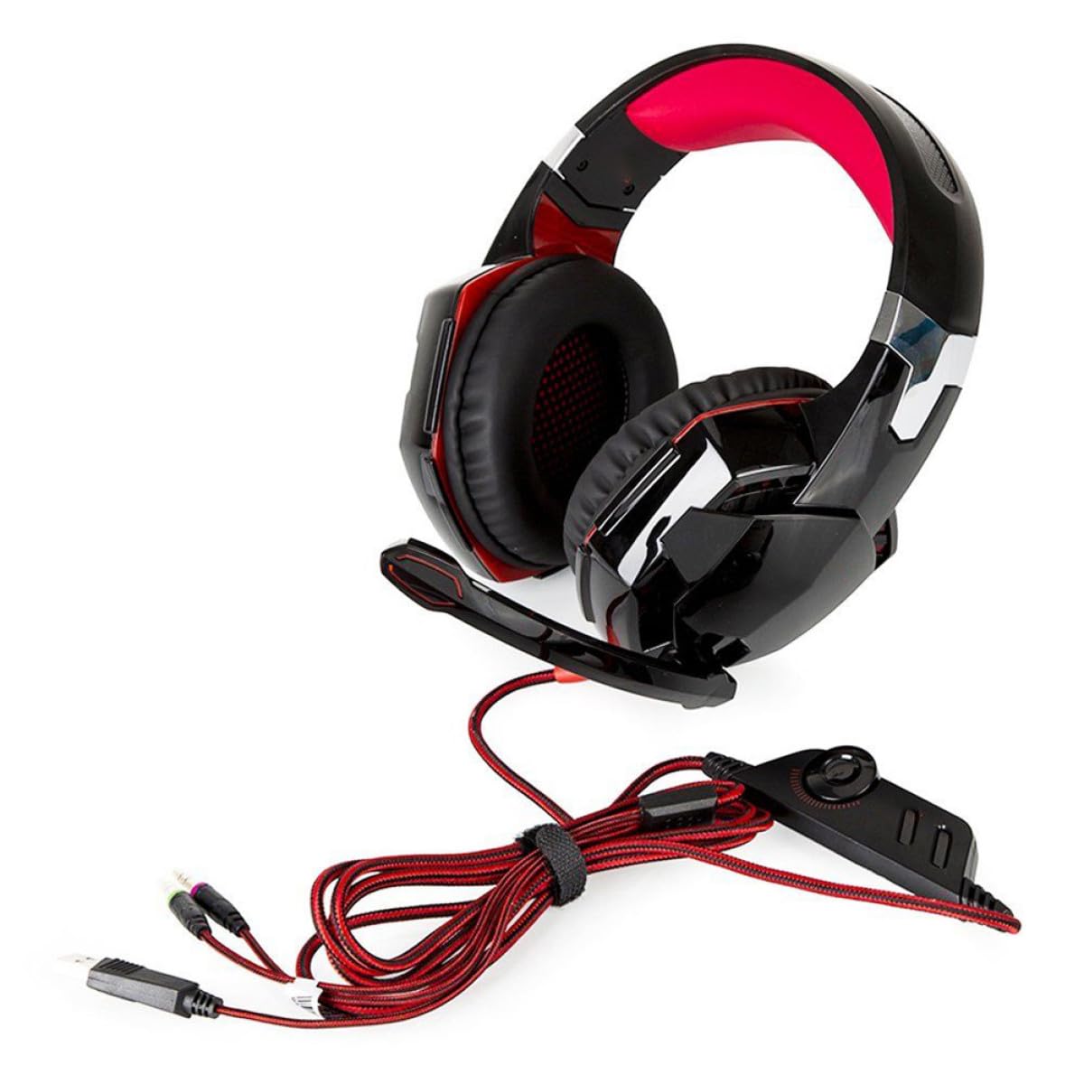 Gadpiparty Cuffie da Gioco con Luce LED Bassi Profondi Stereo Suono Surround Microfono Cuffie Over-ear per Computer e PC Rosse Driver Magnetico al Neodimio da Isolamento dal Rumore