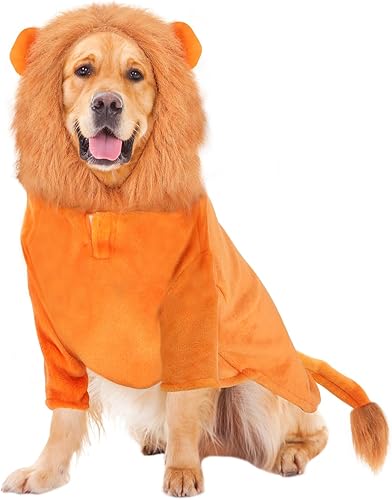 Miniatura 1 de Rypet Disfraz de león para perro, ropa para mascotas para fiesta de Halloween, simulación, trajes de mascotas de león con agujero para correa,