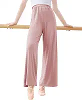 Feminino Calça Modal Teenpalazzo Para Dança, Calça De Moletom De Perna Larga Para Balé, Treino, Yoga Rosa