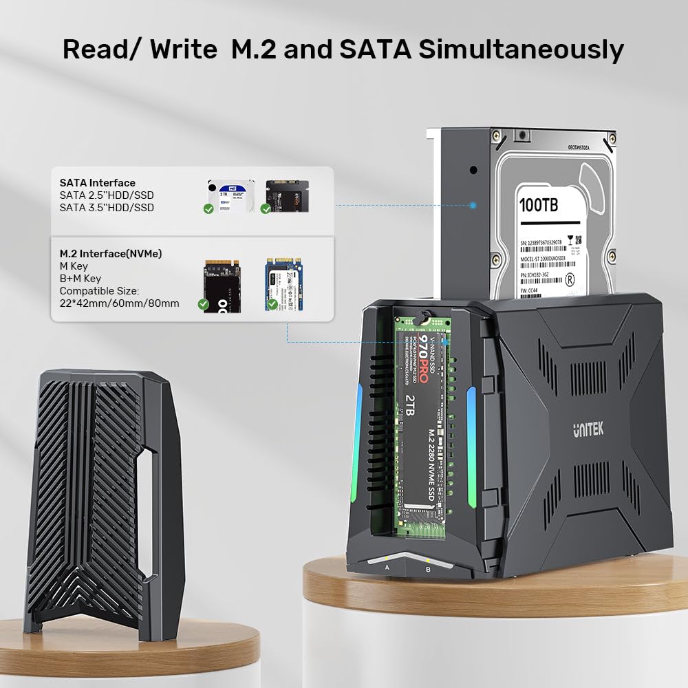 Estación de acoplamiento USB-C para SATA y PCIe SSDs/HDD de UNITEK
