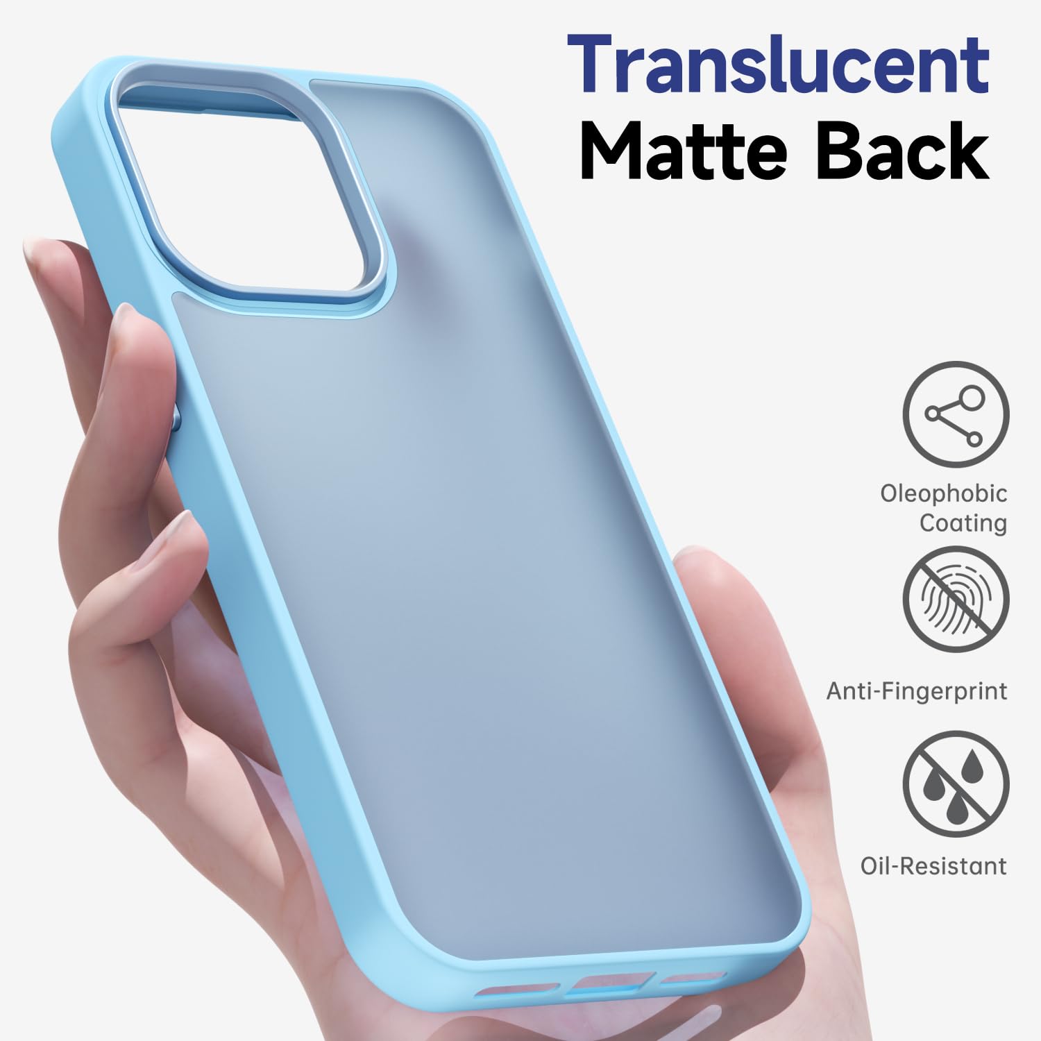 Oakxco Custodia Per IPhone 14 Pro Max Opaca Trasparente - Menta Verde, Anti-impronta, Protezione Militare