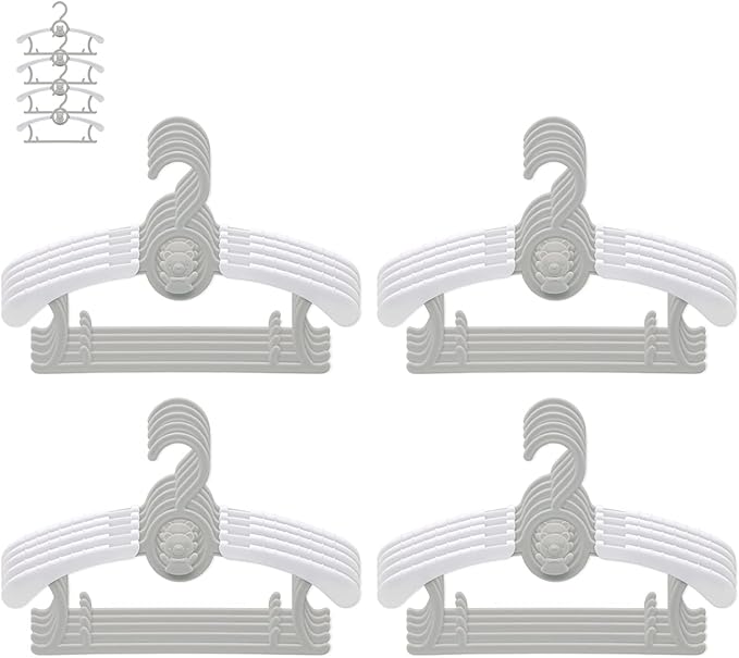 JSF Baby Hangers,20pcs Grey NonSlip and Extendable Laundry Infant Pant Hanger for Newborn