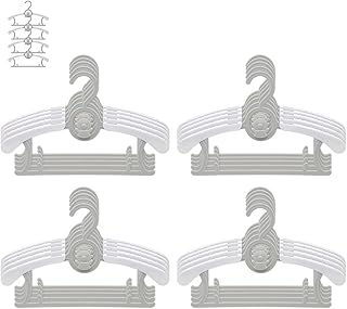 JSF Children's Clothes Hangers, Set of 20 Stackable Hangers with Bear Hooks, Non-Slip Baby Clothes Hangers, Children's Clothes Hangers for Children's Clothing, Baby Wardrobe, Space Saving (Grey +