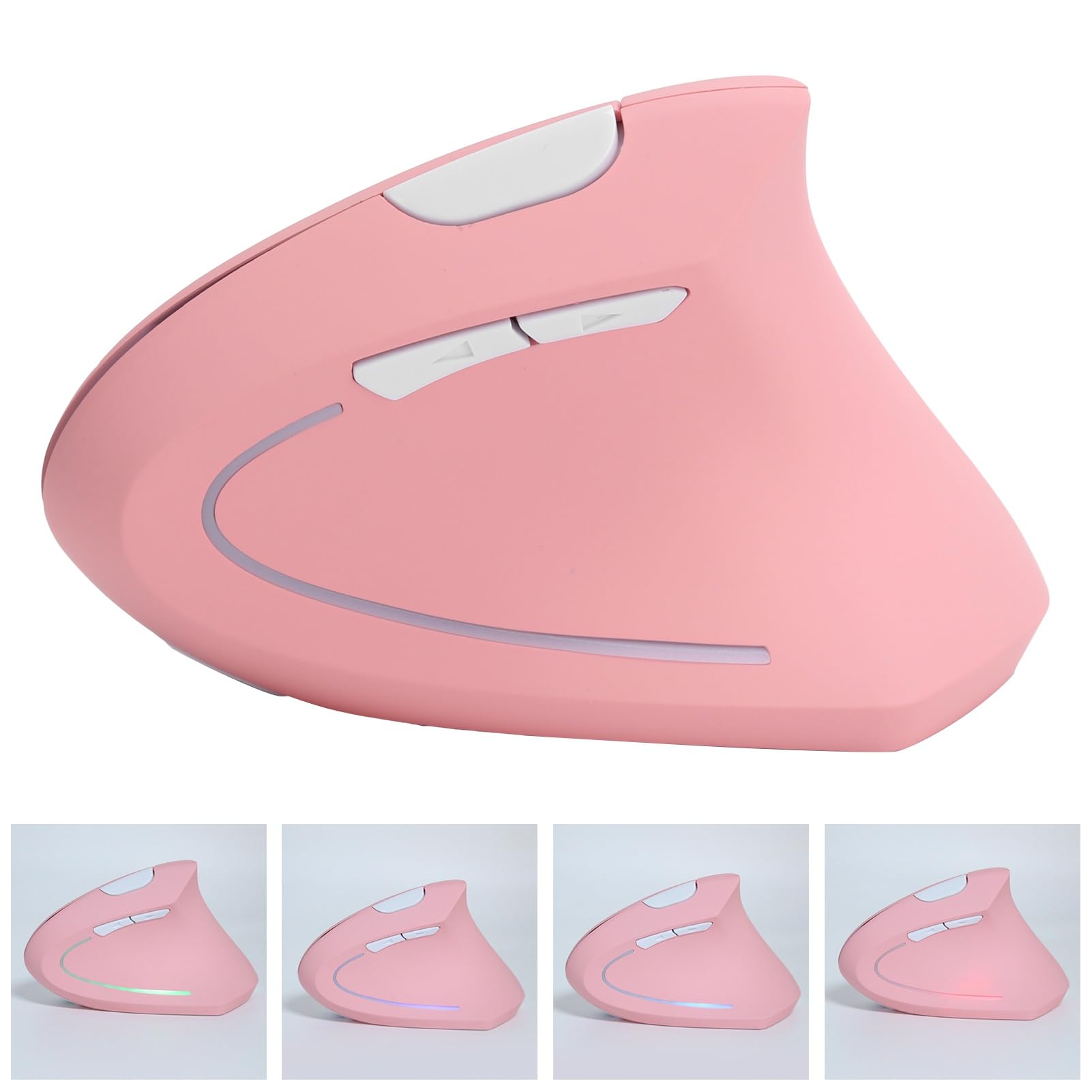 Ausla Mouse Verticale, Mouse da Gioco USB Wireless Ergonomico, 2,4 G per Uso in Ufficio, DPI Regolabile 800-2400 (Topo rosa verticale H1)
