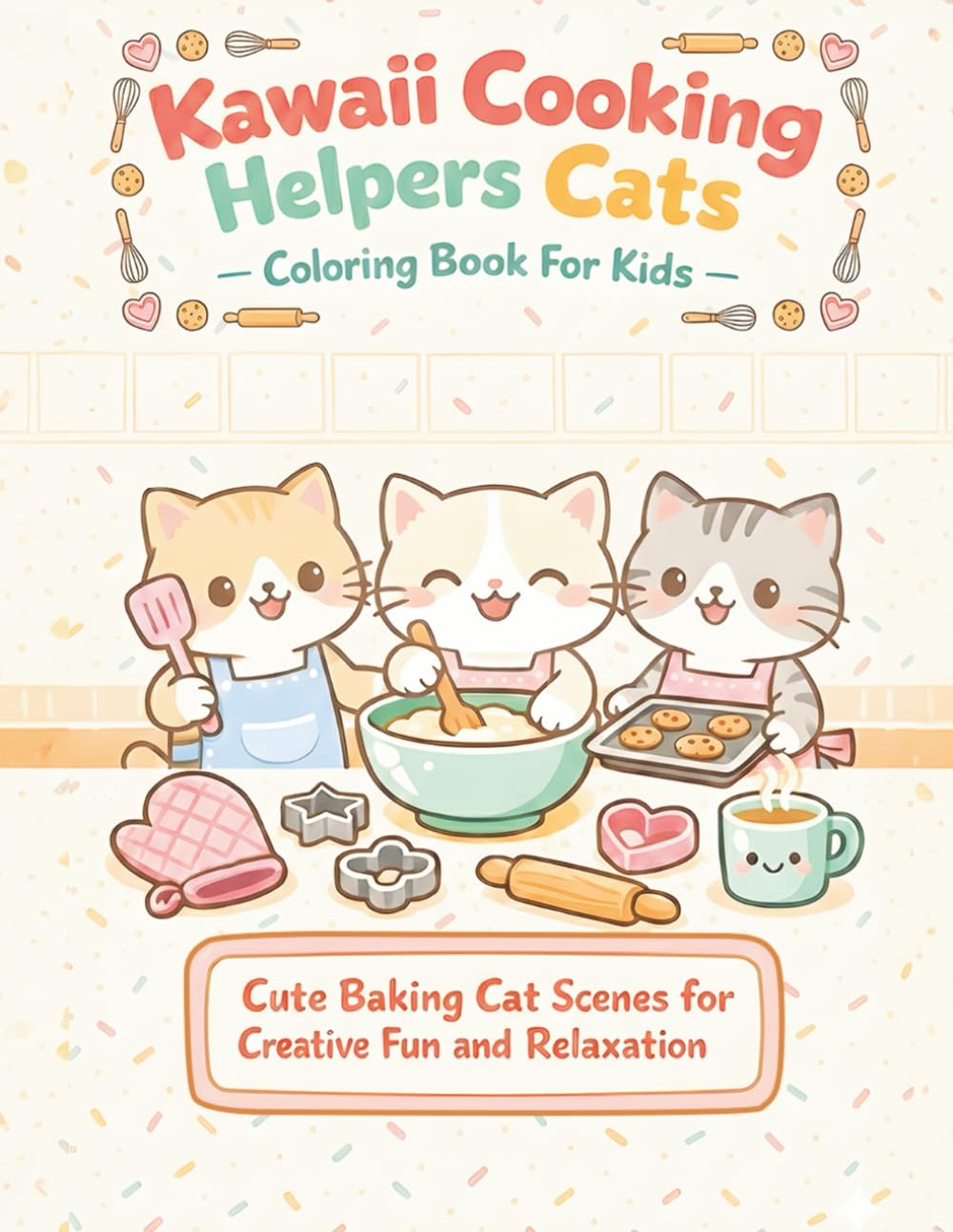 Kawaii Cooking Helpers Cats Coloring Book For Kids: Cute Baking Cat Scenes for Creative Fun and Relaxation