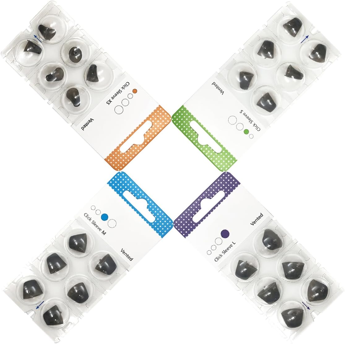 Click Sleeve Vented 2.0 Domes Compatible with Connexx Signia Rexton RIC MiniReceiver 2.0 Hearing Aids - Replacement Ear Domes (Small)
