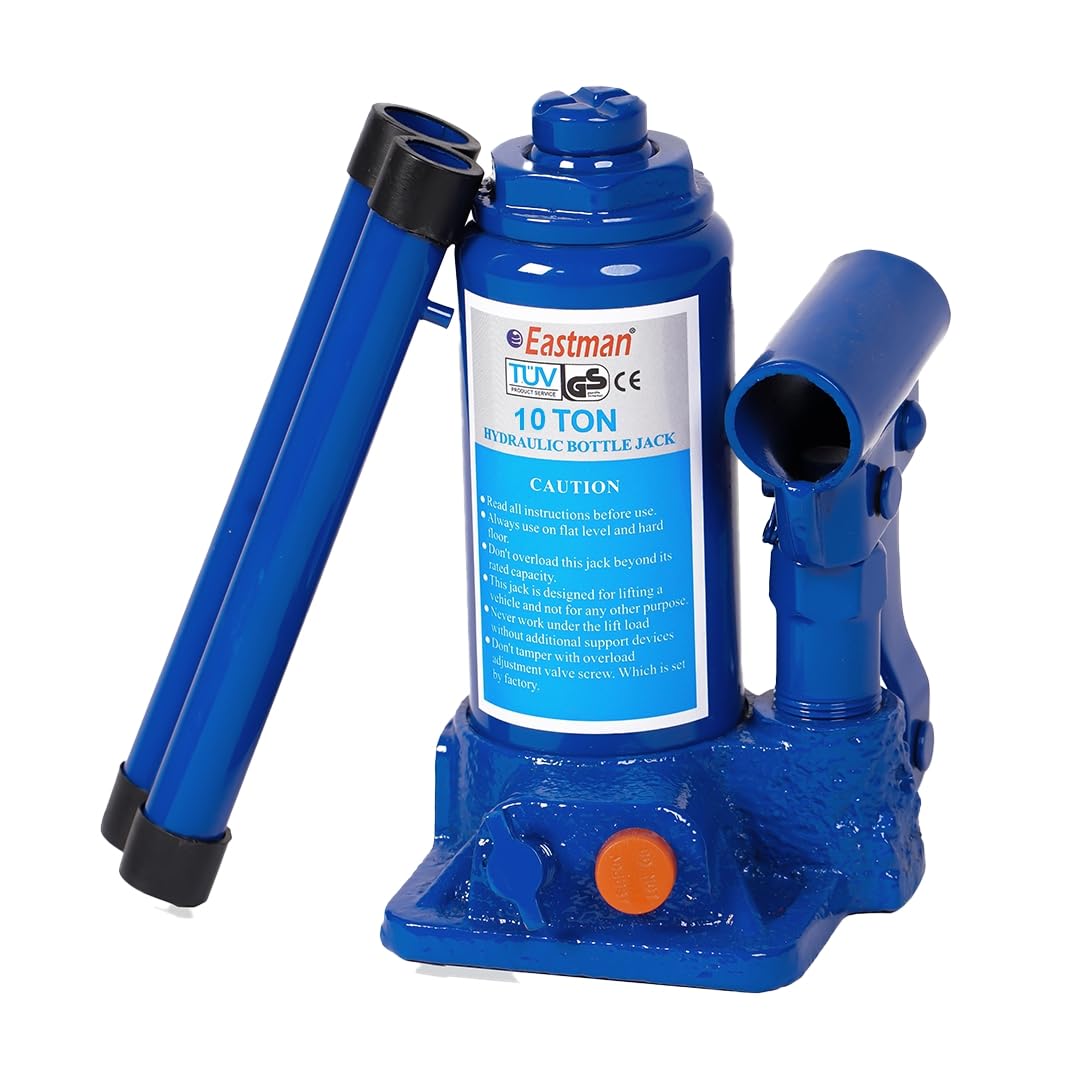 Hydraulic Bottle Jack 10 Ton Industrial-Grade Steel Jack for Heavy Vehicles, Truck, SUV Portable Hydraulic Lift Tool with Easy Pump Handle & Wide Base