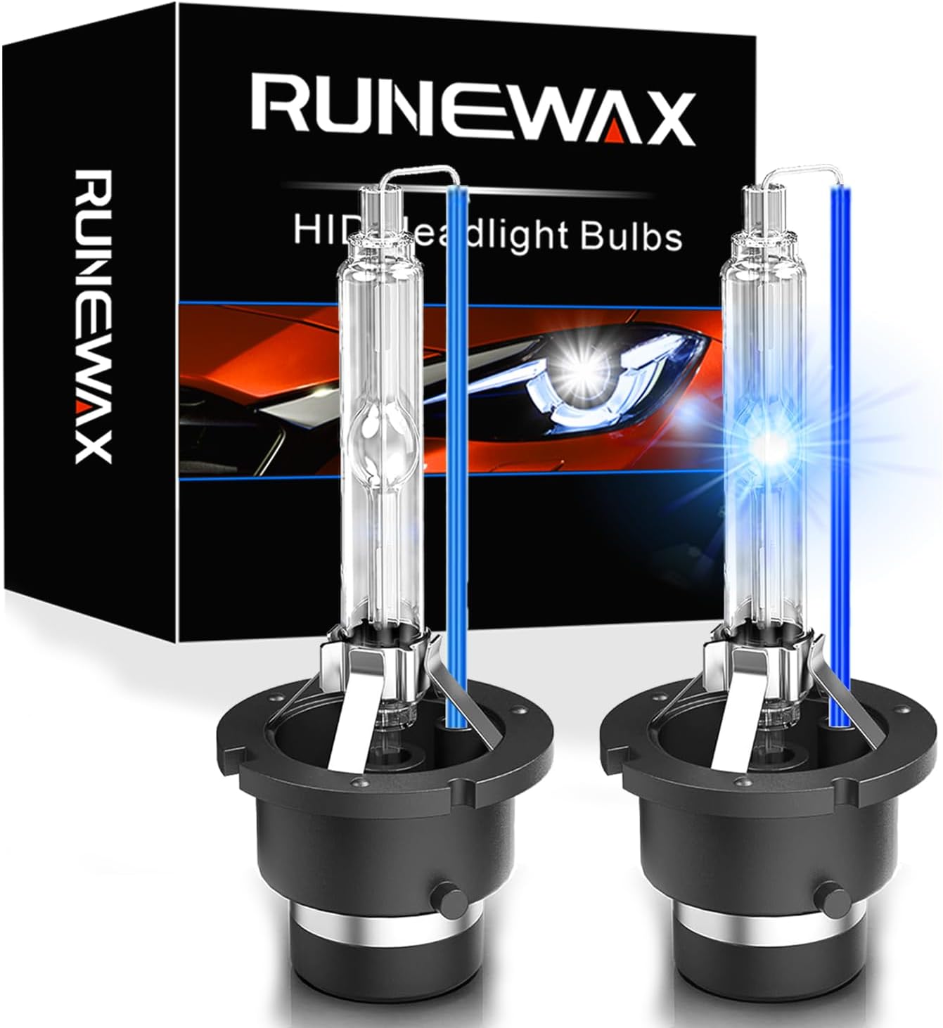 D2S Xenon Bulbs for Infiniti 2014 2015 2016 2017 QX50 QX60 QX70 HID Headlights, QX80 Q40 Q45 Q60 Q70 Low High Beam, 35W 8000K Blue White 150% Brighter, 2-Pack