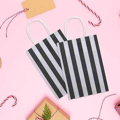 Miniatura 6 de RNORRI Bolsas de regalo pequeñas de 5.25 x 3.75 x 8 pulgadas, 50 bolsas de papel con asas, bolsas de papel kraft para negocios, fiestas, bodas,