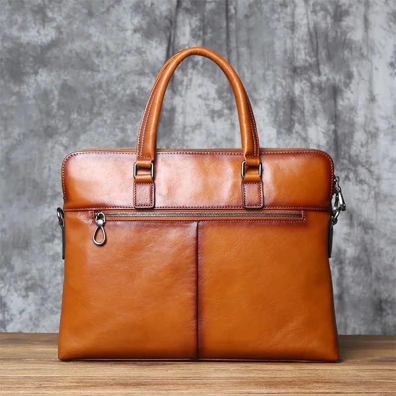 Vintage Leather Men's Briefcase Cowhide Horizontal Handbag Business Crossbody Bag Casual Computer Bag4