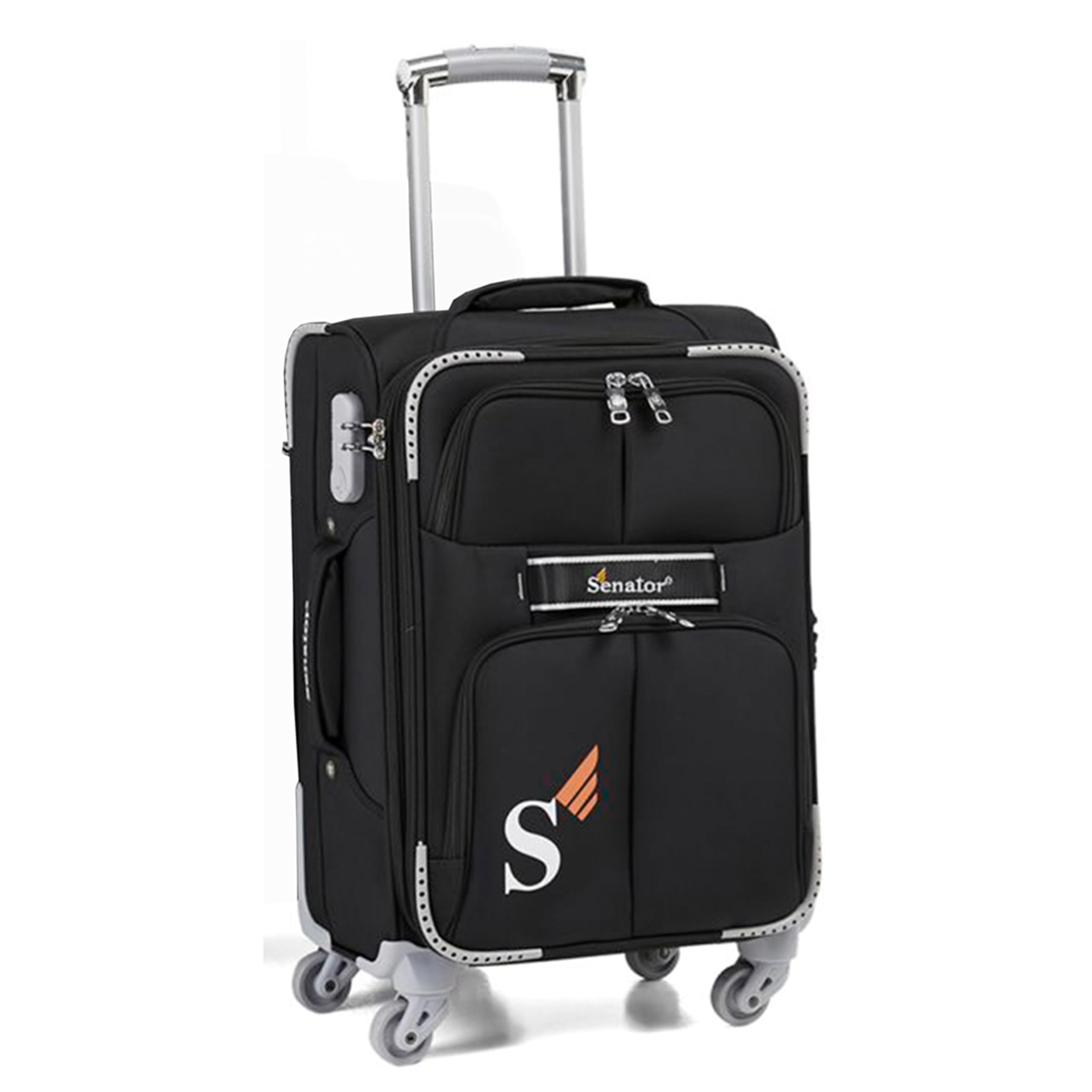 Softshell Carry-On Luggage - Expandable 20 Inches Small Suitcase Ultra Lightweight Cabin Size Luggage Carry on With Spinner Wheels 4 LL003 (Carry-On 20-Inch, Black)