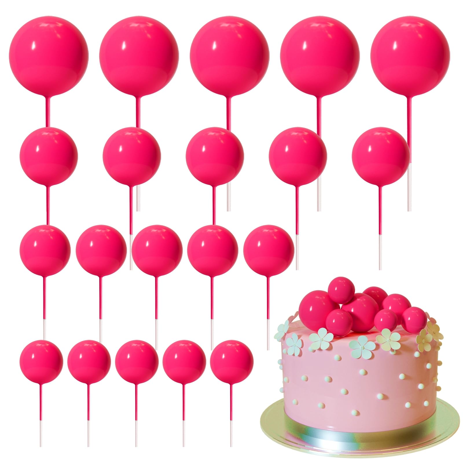 ASTARON 20 Pcs Disco Ball Cake Topper Decorations Sticks Silver Cake Balls Picks Toppers for Birthday Anniversary Disco Retired Theme Party Decorations — view 11