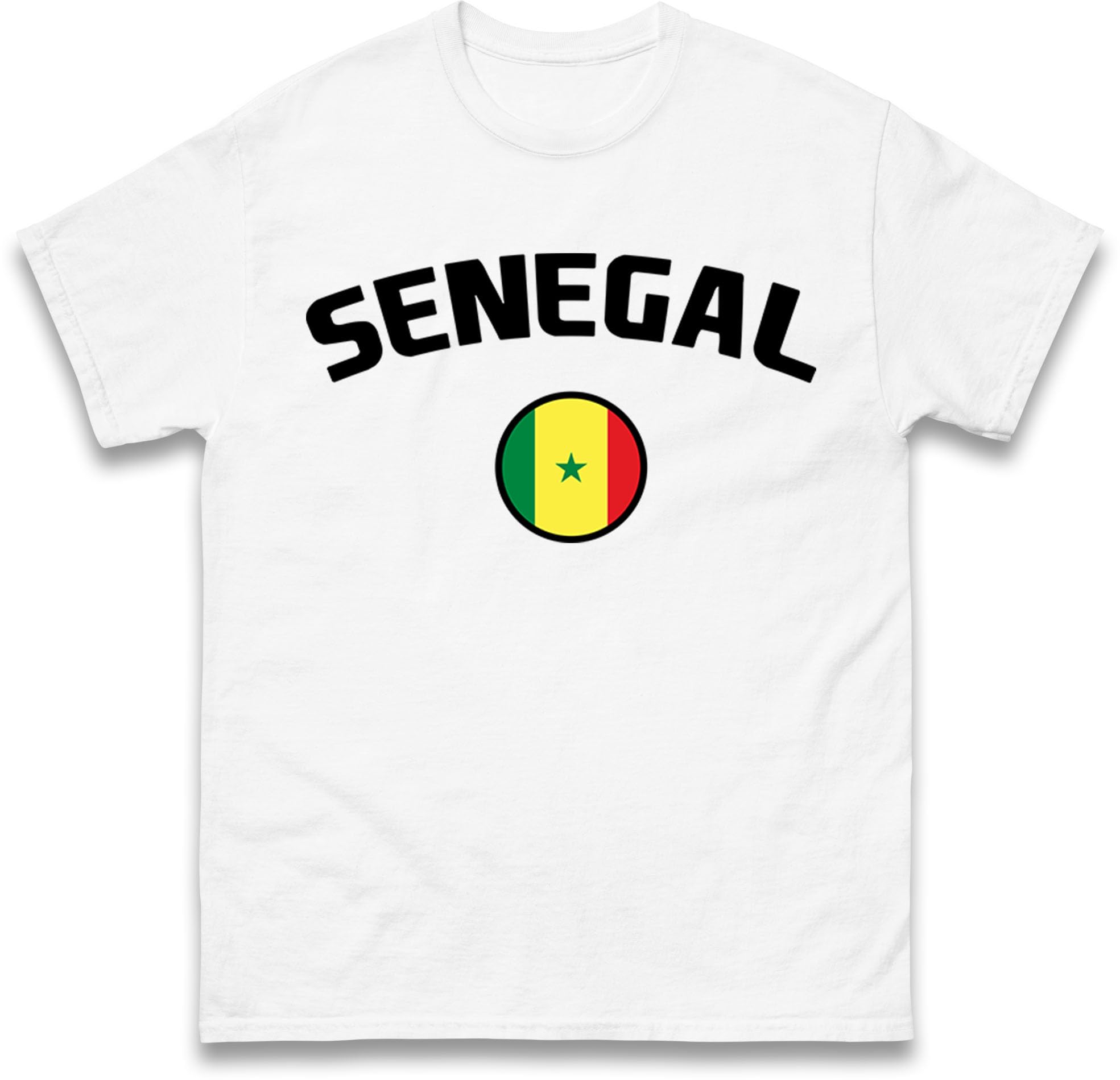 Senegal Football T Shirt, Personalised Senegal Football T-Shirt, Custom Name and Number Tee White