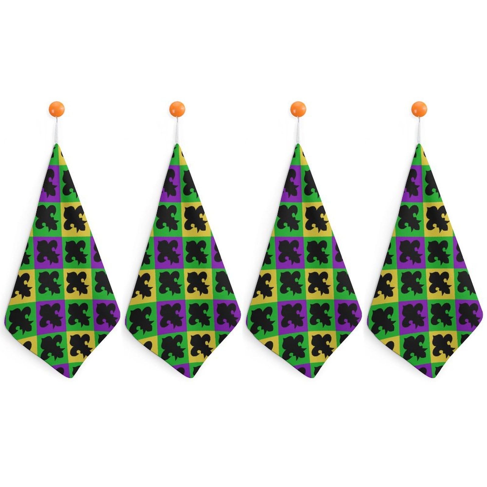 TXFBTRFSA Fleur De Lis Mardi And Gras Hand Towels with Hanging Loop Kitchen Towel Handkerchiefs Cleaning Cloths