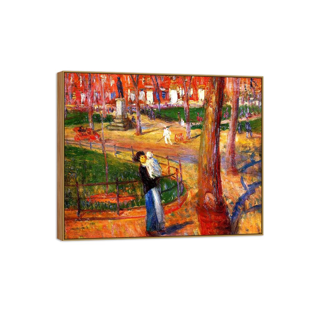 SDYSKKUG William Glackens Canvas Wall Art Prints for Living Room. Mother 35x30cm Wood Frame
