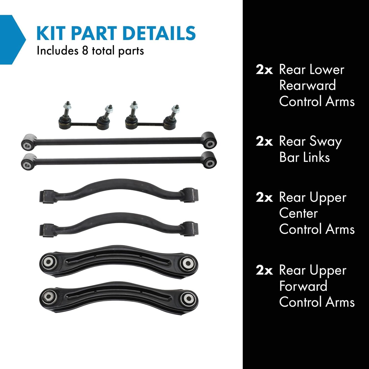 TRQ Rear Suspension Kit Control Arm Sway Bar Stabilizer Link Compatible with 2011-2022 Dodge Durango 2011-2019 Jeep Grand Cherokee