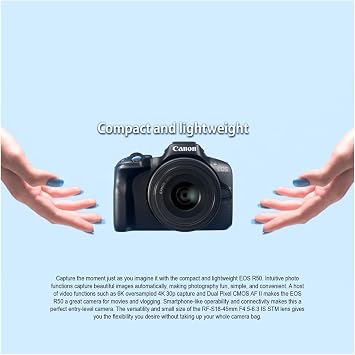 Canon EOS R50 Mirrorless Camera and 18-45mm Lens (Black) Bundle with 128GB SD Card and Camera System Gadget Bag with Accessory and Cleaning Kit (3 Items)