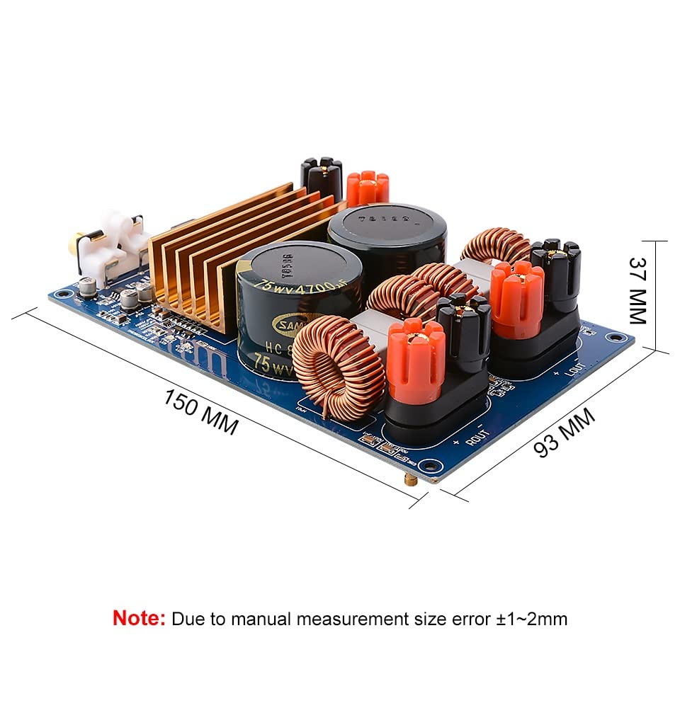 DLOETT-Amplificateur numérique 300 W x 2 Classe D, carte audio, amplificateur de son de puissance stéréo HiFi, mini amplificateur pour cinéma maison DC48 V