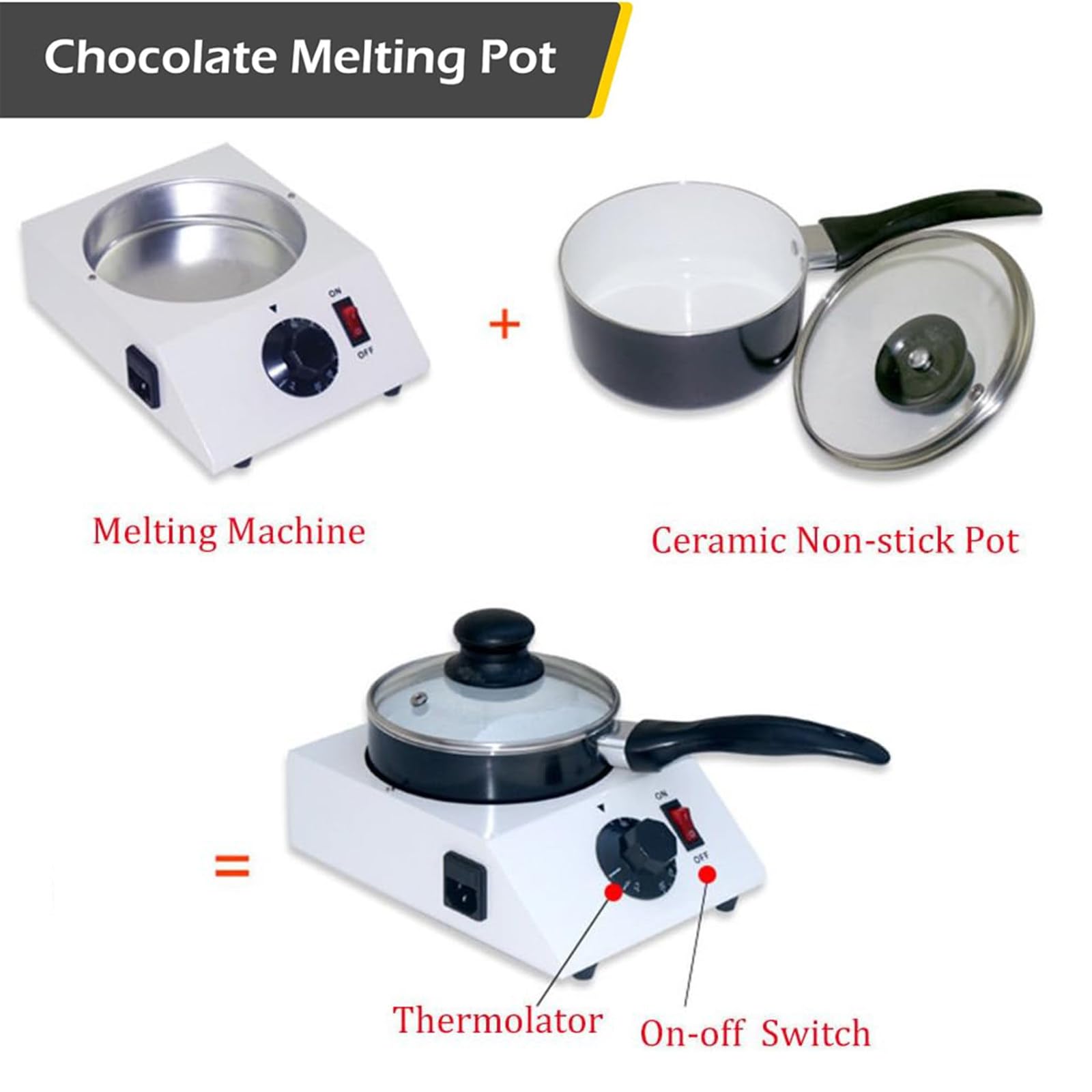Macchina per sciogliere Il Cioccolato, riscaldatore per sciogliere Il Cioccolato con 4 Utensili da Forno, pentole elettriche per fonduta con intervallo di Temperatura 30~85°C/86~1