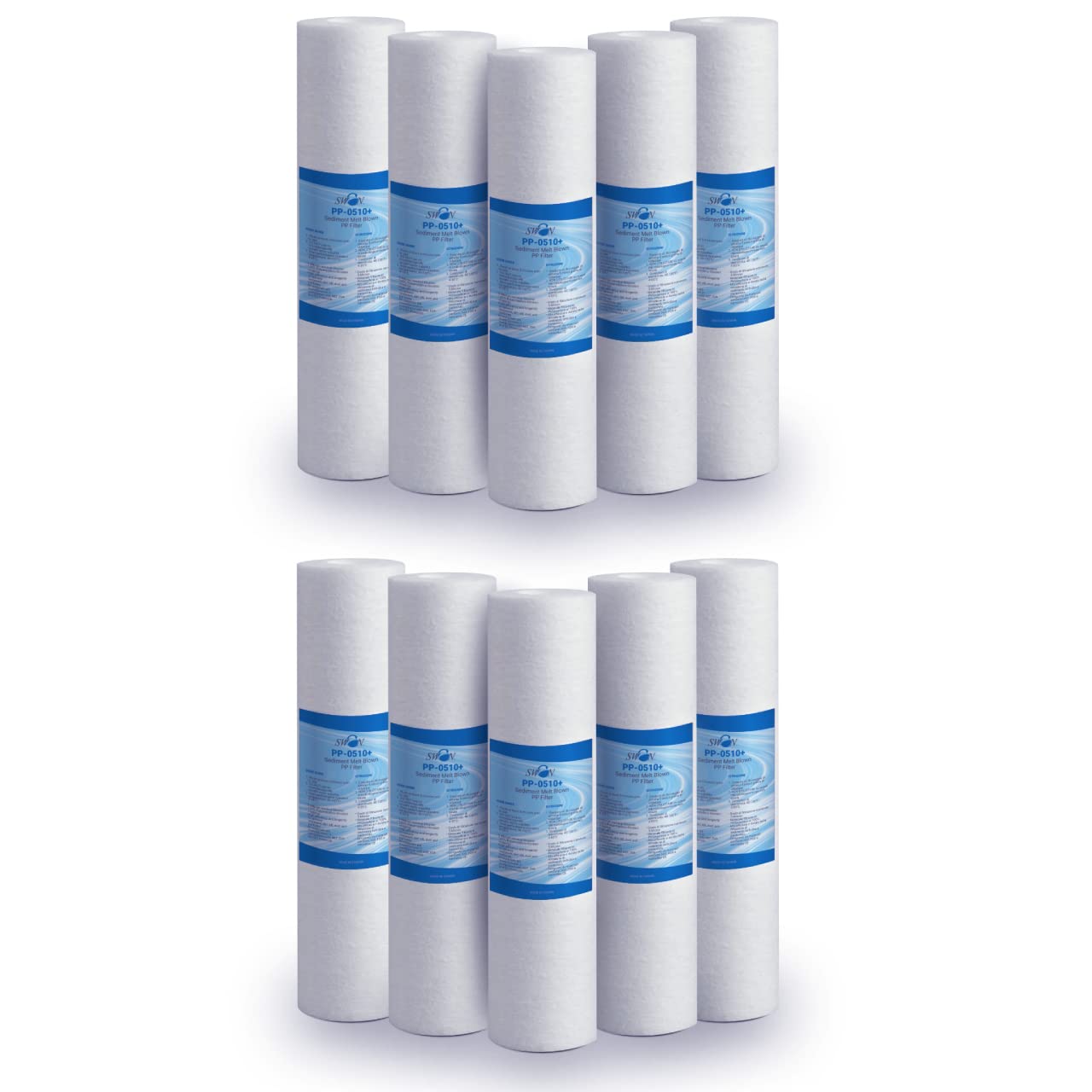 Swan Filtro Sedimenti 10 Pollici 5 Micron Ultrafiltrazione. Elimina Sabbia, Fango, Particelle di ruggine e impurità sospese. 10 Pezzi