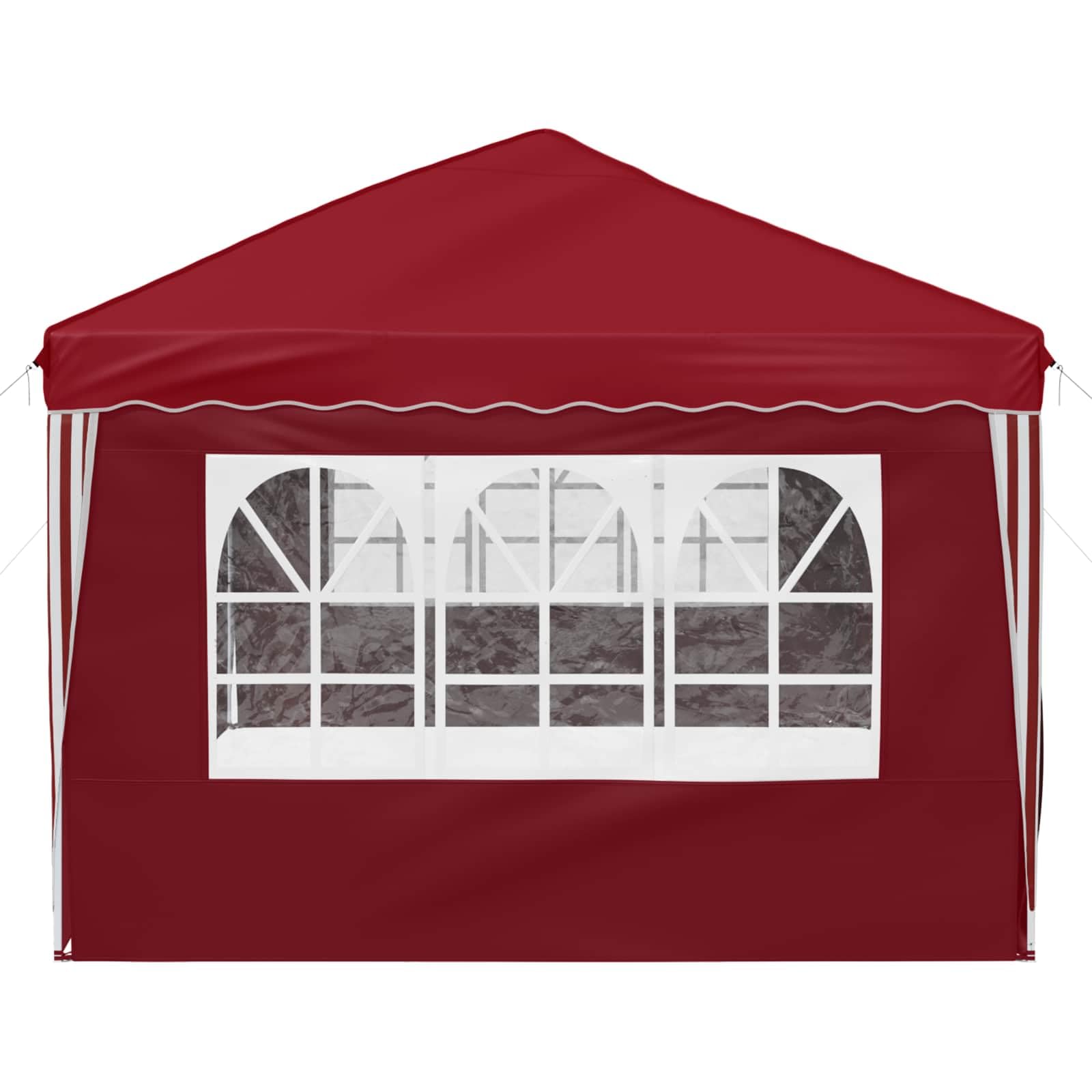 Pop-up namiot imprezowy bordowy o wymiarach 575 x 288 x 245 cm, składany namiot ogrodowy z 6 ściankami bocznymi, odporny na warunki atmosferyczne i promieniowanie UV, malowana proszkowo