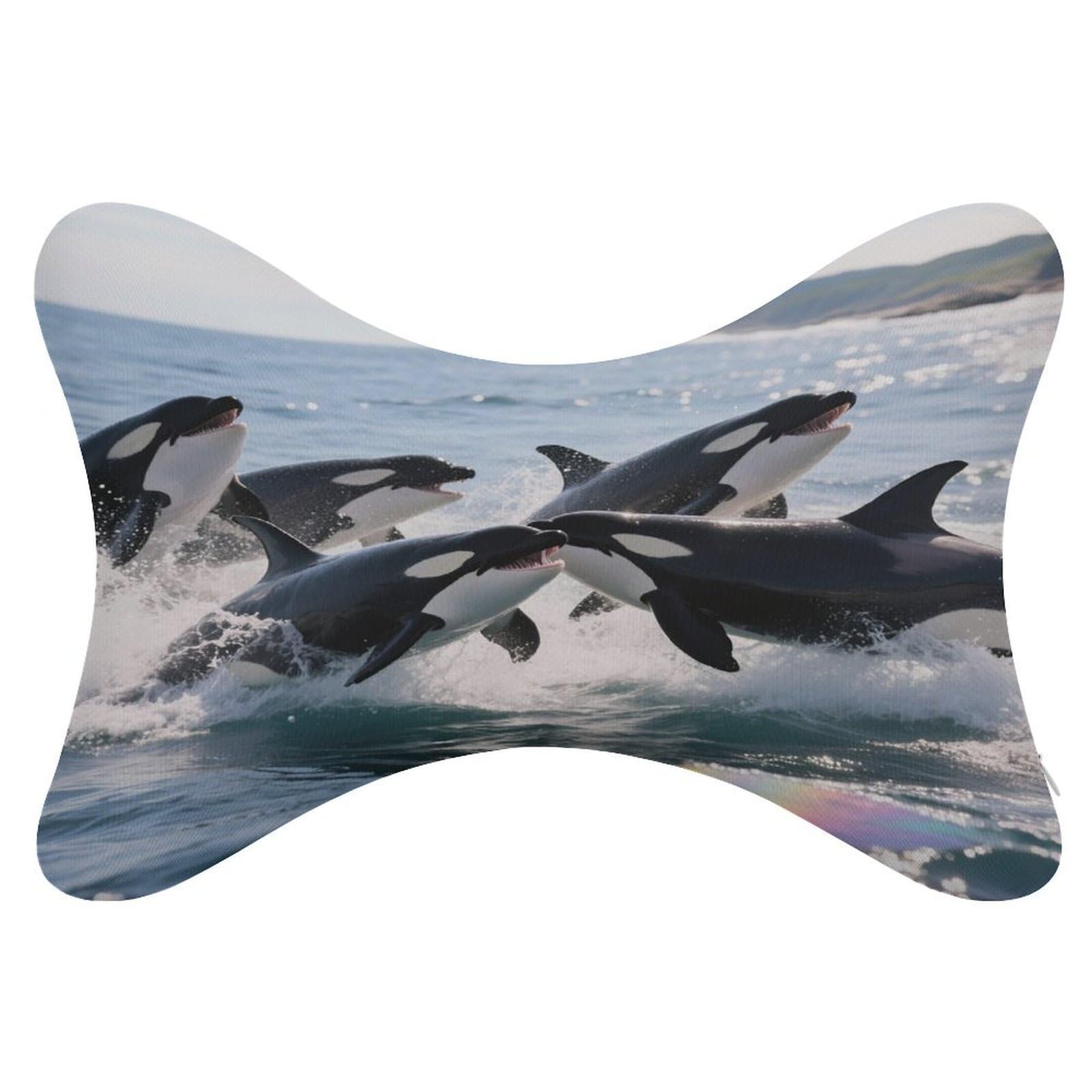 VstaDank Killer Whale Car Pillow Soft Car Neck Pillow Breathable Dog Bone Shaped Travel Neck Pillows Washable Removable All-Season Universal Cars Head Rest Pillows