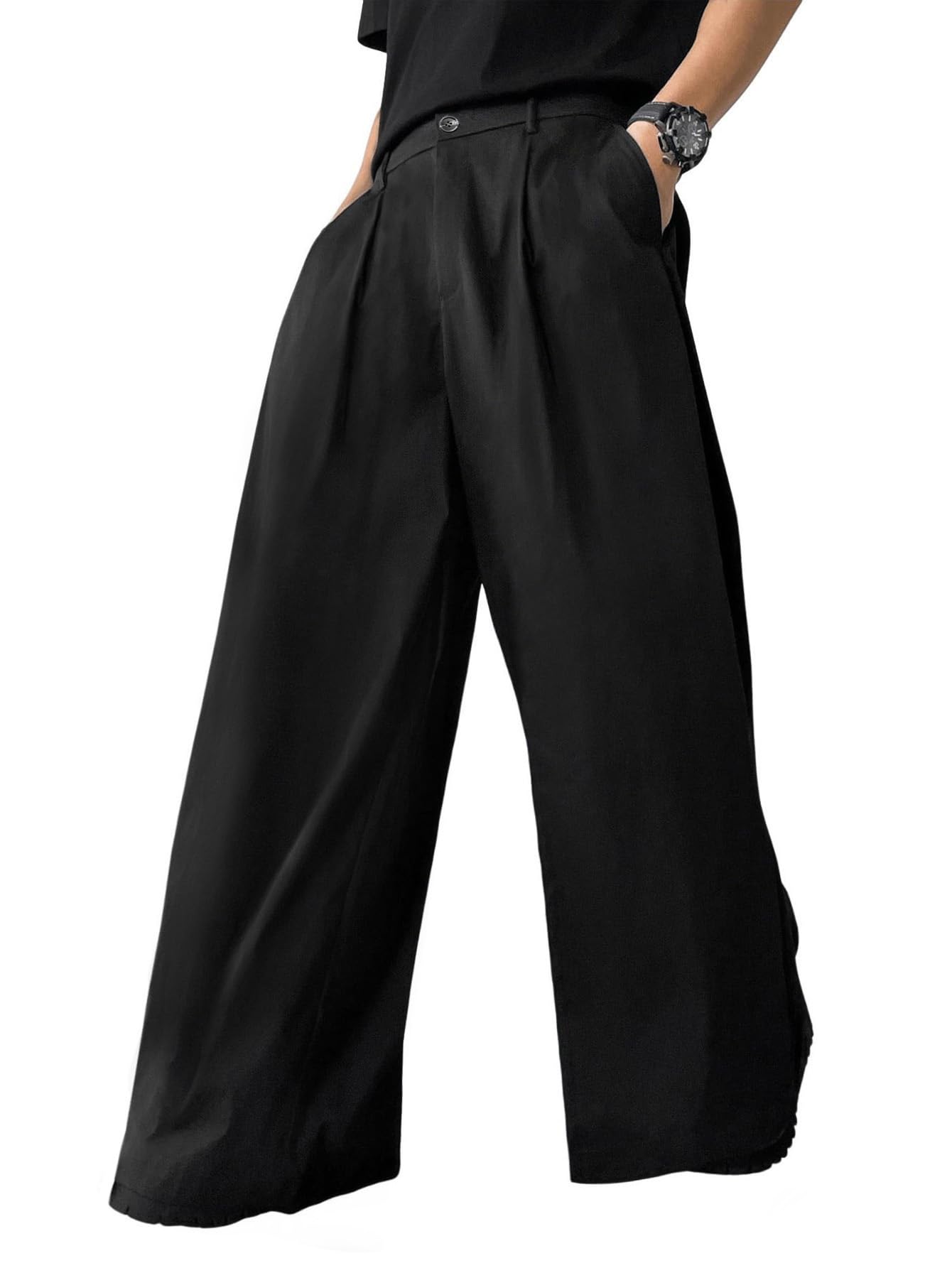 CLOAKA Pantaloni da uomo, alla moda, da lavoro, da uomo, moderni, chino, a gamba larga, per il tempo libero, con tasche