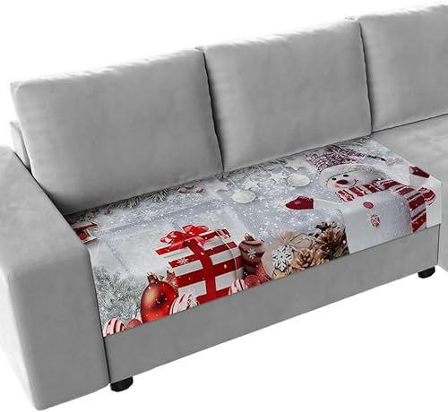 Fundas de cojín elásticas para sofá de Navidad, diseño de muñeco de nieve, seccionalindividualen forma de L, funda protectora para muebles con parte