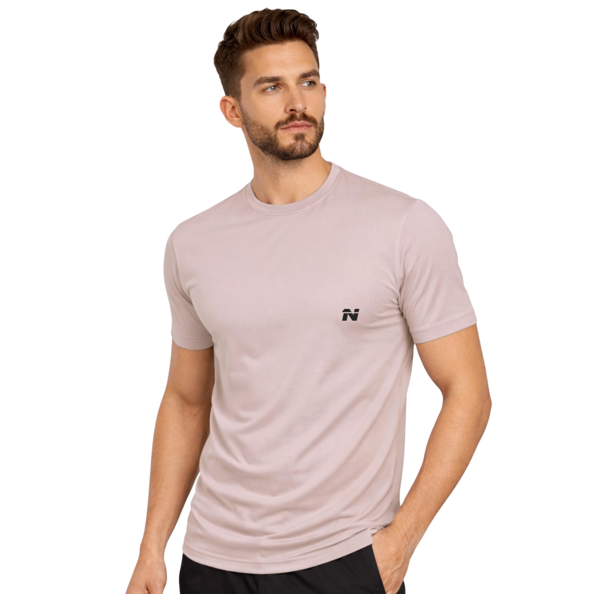 ninq Solid Tshirt for Men Round Neck | Half Sleeve Tshirt | Slim Fit Compression T-Shirt Gym Wear | Casual Running Yoga Sports wear for Men-picture-16