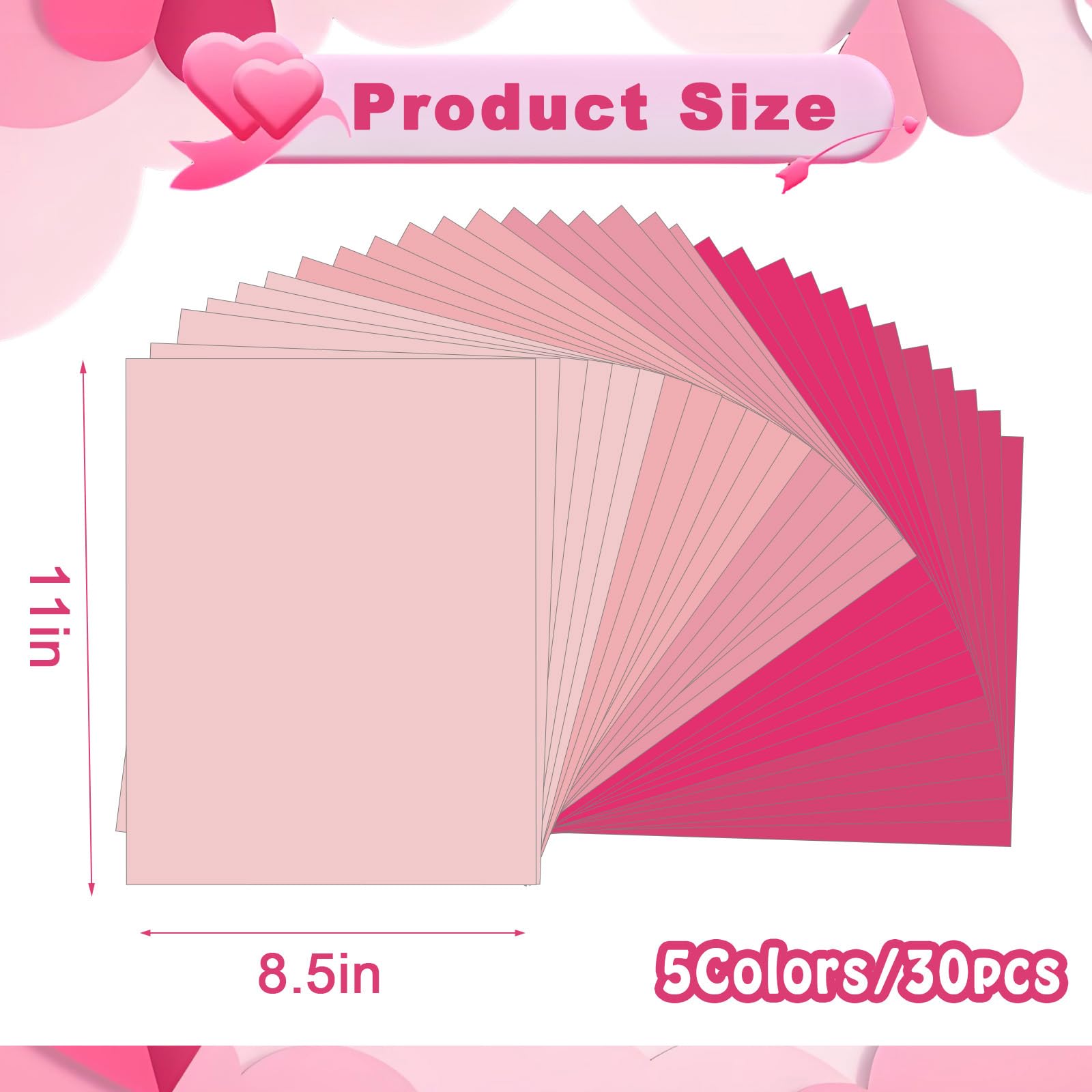 JULBEAR 30 hojas de papel de cartulina rosa, 8.5 x 11 pulgadas, papel grueso para niños, álbumes de recortes, escuela, oficina, impresión del día de Galentine, manualidades, tarjetas de invitación,