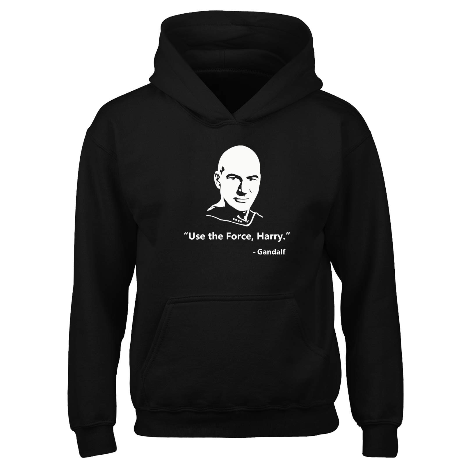 Crown Designs Use the Force Harry - Gandalf Sci-Fi Mashup Funny Unisex Hoodies for Men, Women & Teenagers - Black/Medium