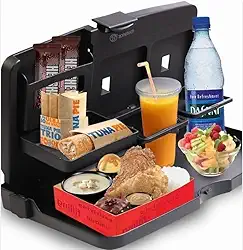 Zona Tech – Bandeja de assento de carro portátil multifuncional e dobrável – mesa preta/assento de veículo portátil para alimentos/refeições/saco