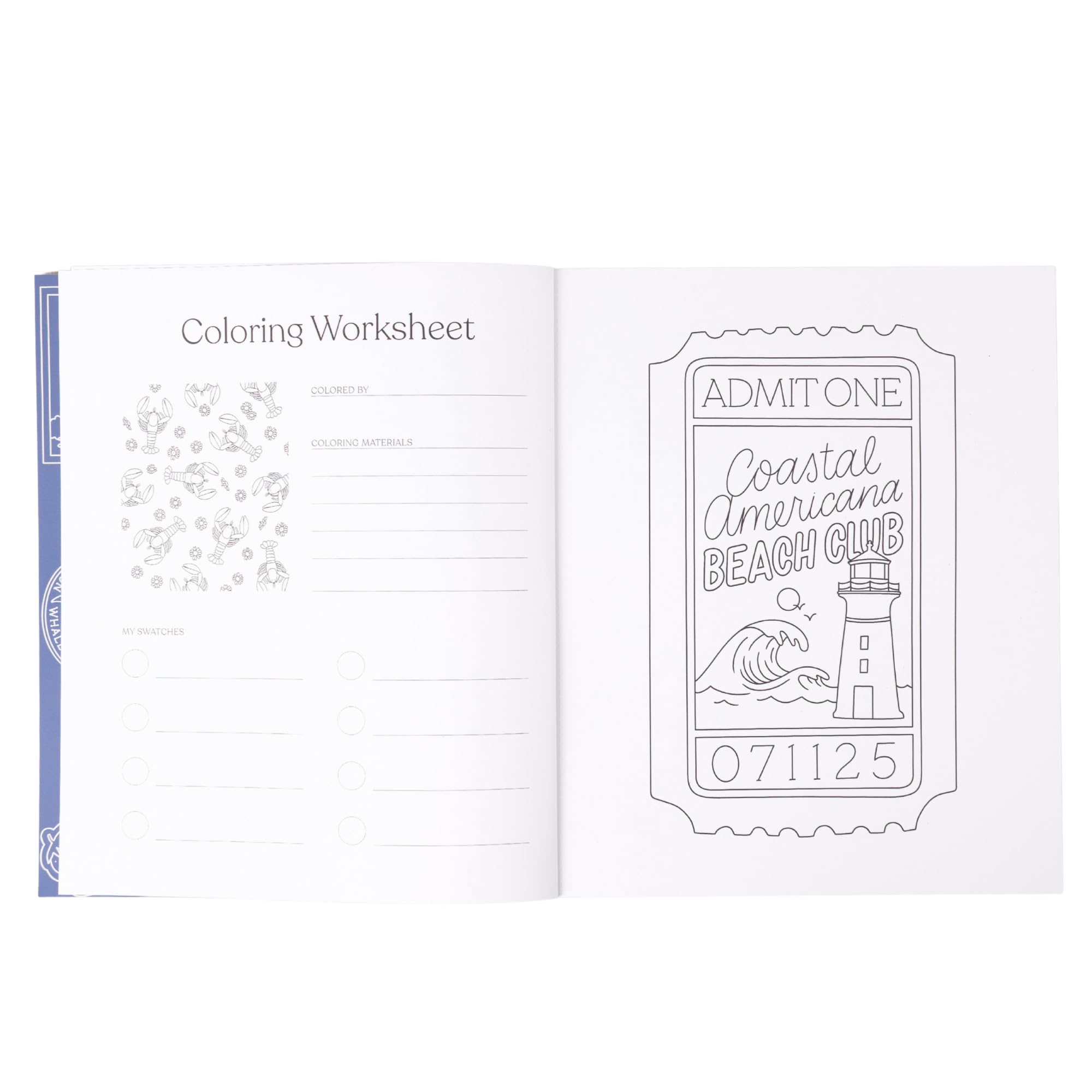 Elyse Breanne Design Kolorowanka Coastal Americana, 40 stron po jednej stronie, rysunki morskie, plaża i lato dla dorosłych i młodzieży (8,5 x 10)