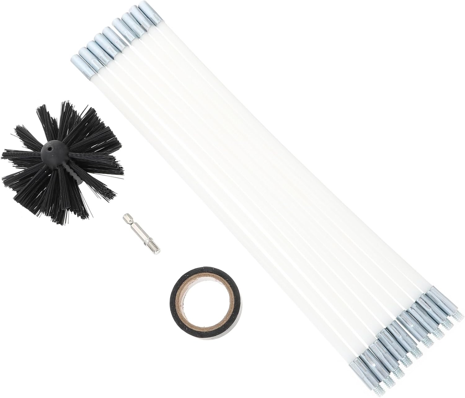 1set Chimney Brush and Dryer Vent Cleaning Tool Kit Electric Drill Brush Rod Flexible Lint Cleaner for Fireplace and Duct Maintenance