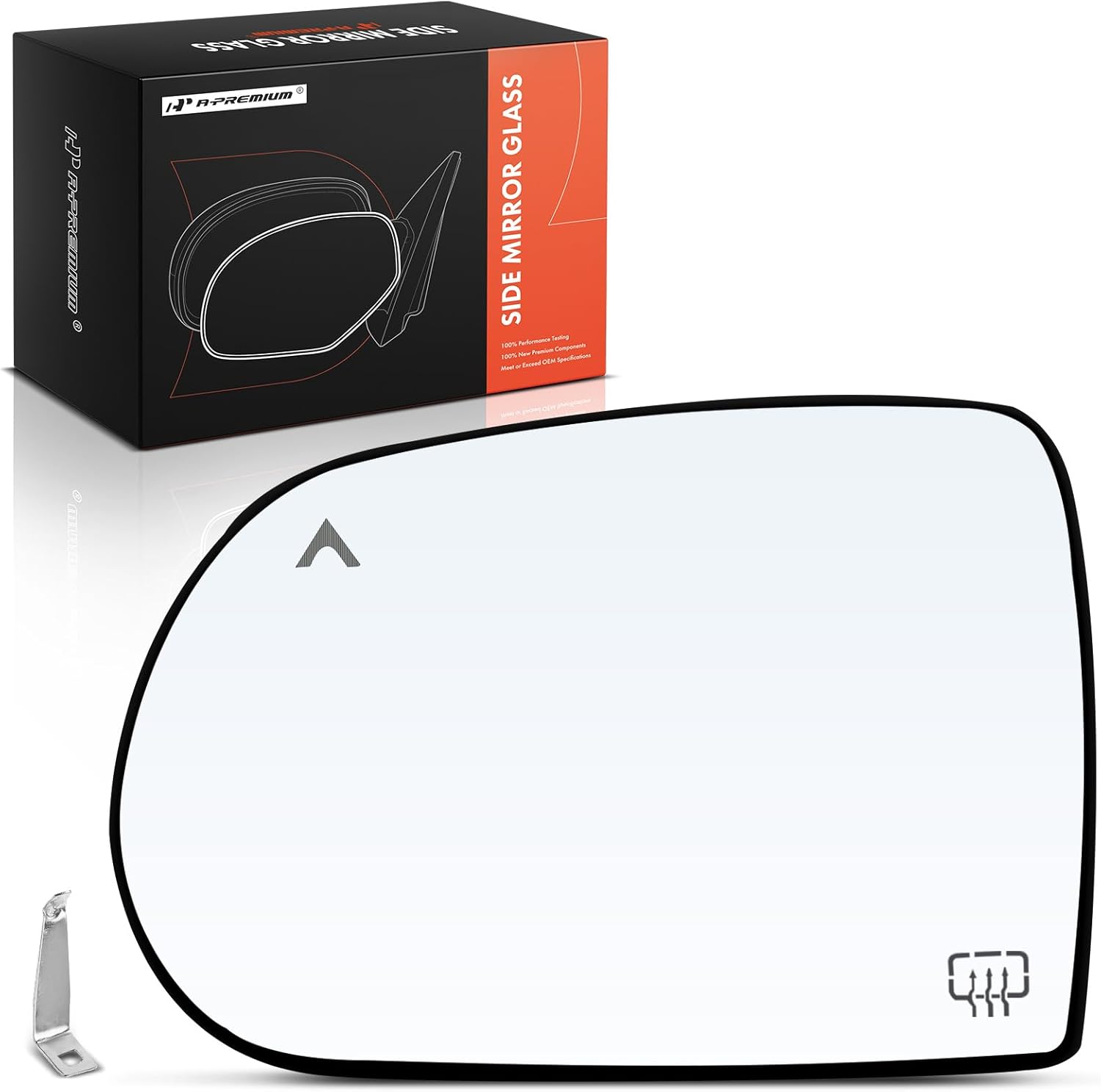 A-Premium Left Driver Side Heated Mirror Glass with Backing Plate - Compatible with Jeep KL Series Cherokee 2014-2023 - Exterior Side View Flat Mirror with Blind Spot Detection