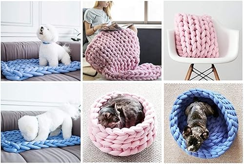 Miniatura 7 de Hilo grueso gigante, hilo de lana gigante de 65 yardas y 2.2 libras, súper suave, lavable, súper grueso, extremadamente voluminoso para tejer con