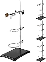 Vista 7 de QWORK Laboratory Stands Support Set, 4 Pack Steel Lab Stand Set with Cast Iron Base, Rod 16" L with Burette Clamp and Flask Ring Clamps