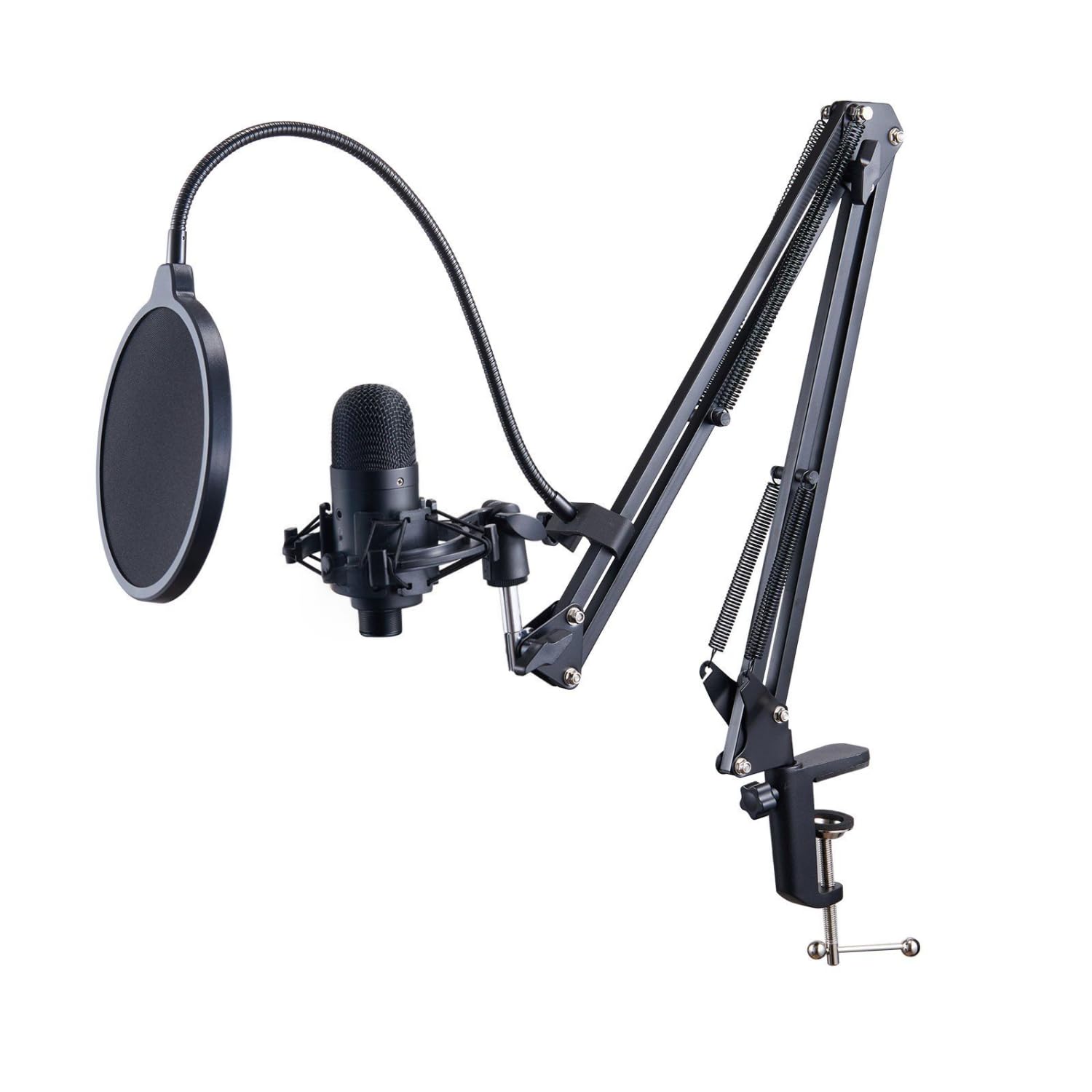 QIXINNET Professional-Grade USB Condenser Microphone Kit – 192kHz/24-bit Studio Recording with Boom Arm, Pop Filter & Universal Compatibility
