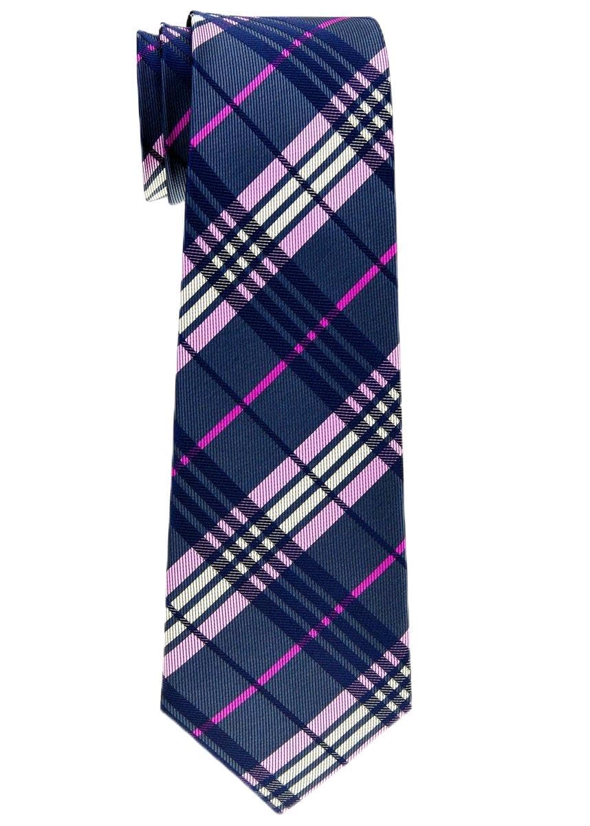 Retreez Stylish Tartan Plaid Check Woven Microfiber Boy's Tie (8-10 years) - Dark Grey