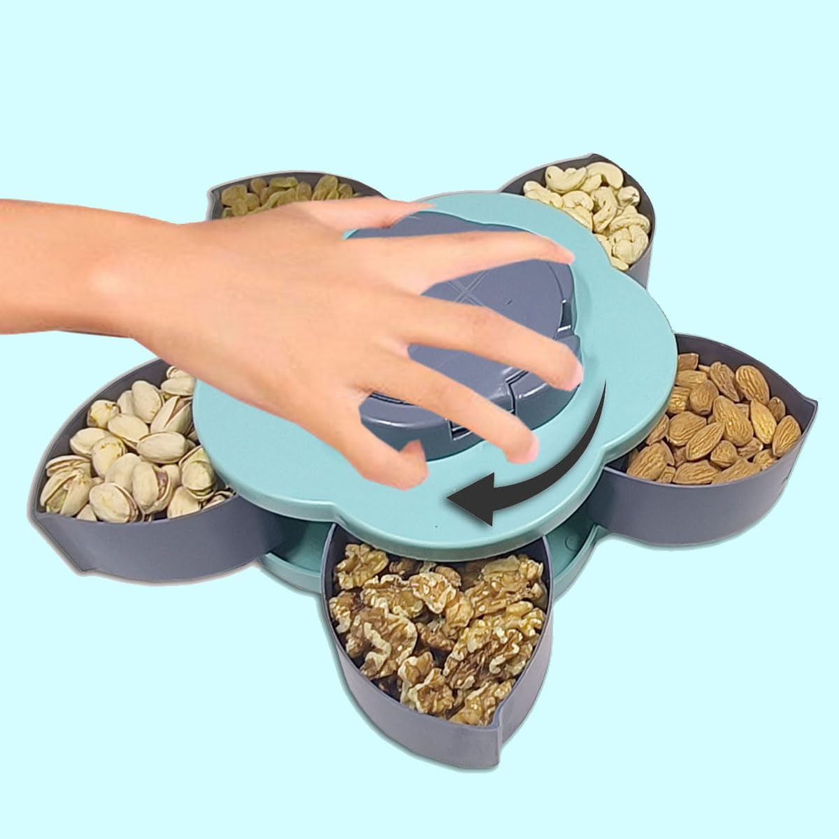 ME & YOU Dry Fruit/Dried Fruit/Snacks Storage Box | Food Grade Plastic Multipurpose Box with lid| Storage Box for Kitchen/Dinning Table (Dry Fruits Compartments Storage Box)