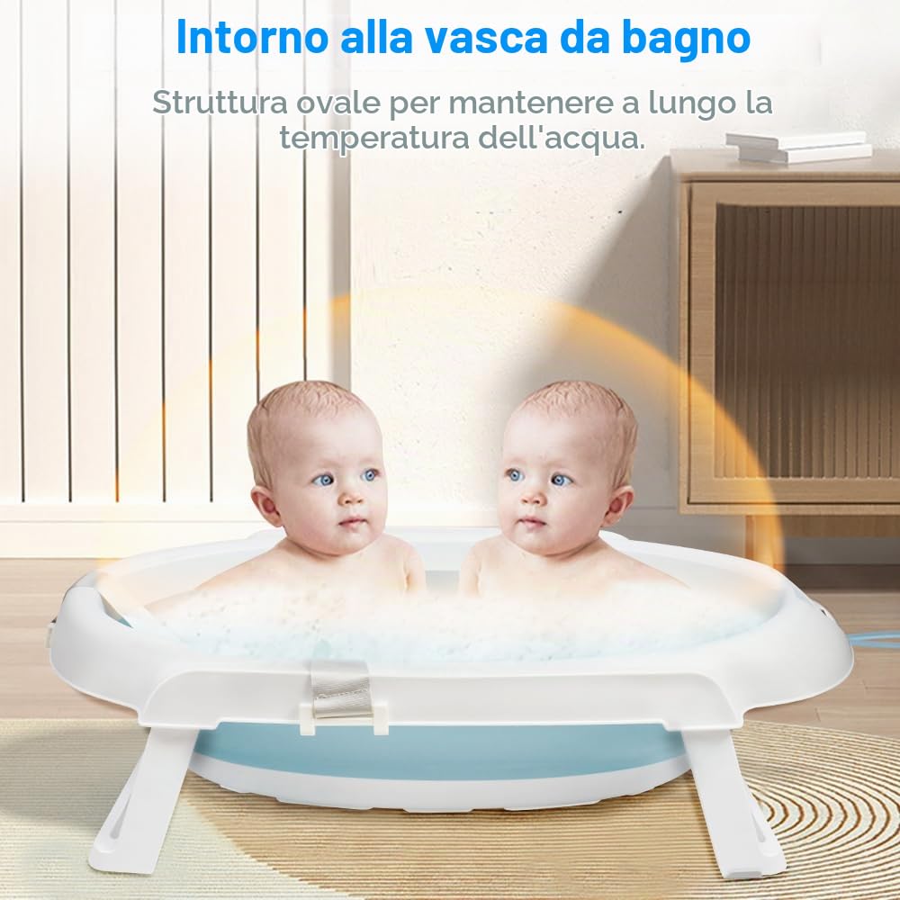 OHMG Vasca da bagno per neonati,pieghevole con supporto antiscivolo,per neonati,vaschetta bagnetto neonato,vasca neonato bagnetto,fasciatoio con vaschetta bagnetto (Verde -66 * 61 * 82cm)