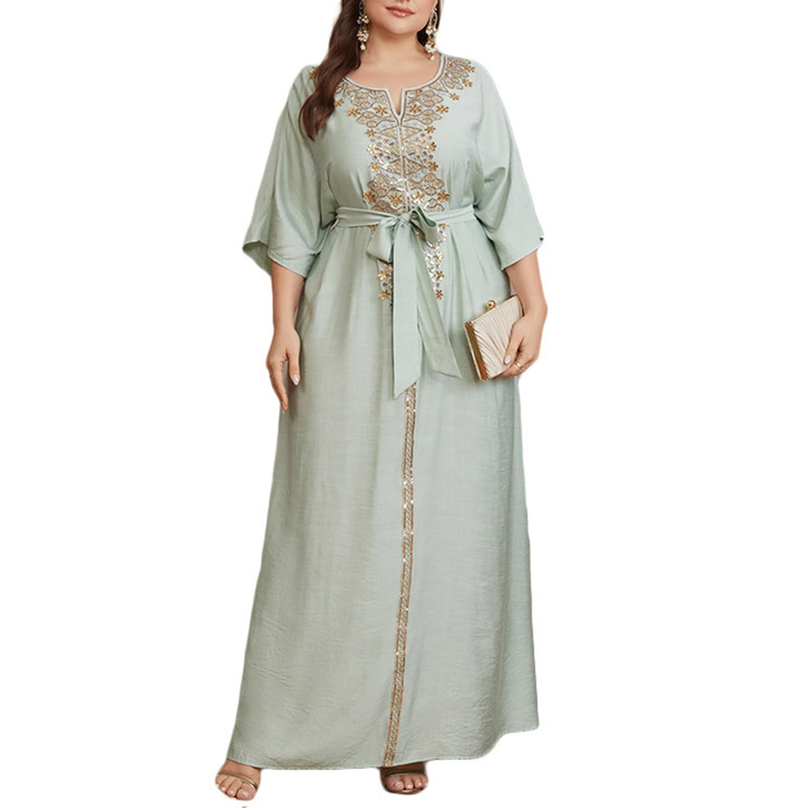 Maillots de Bain À Broderies pour Femmes, Beach Cover Up Caftan, Plus Size Rainbow Ethnic Print Kaftan Batwing, Vêtements pour La Prière Islamique