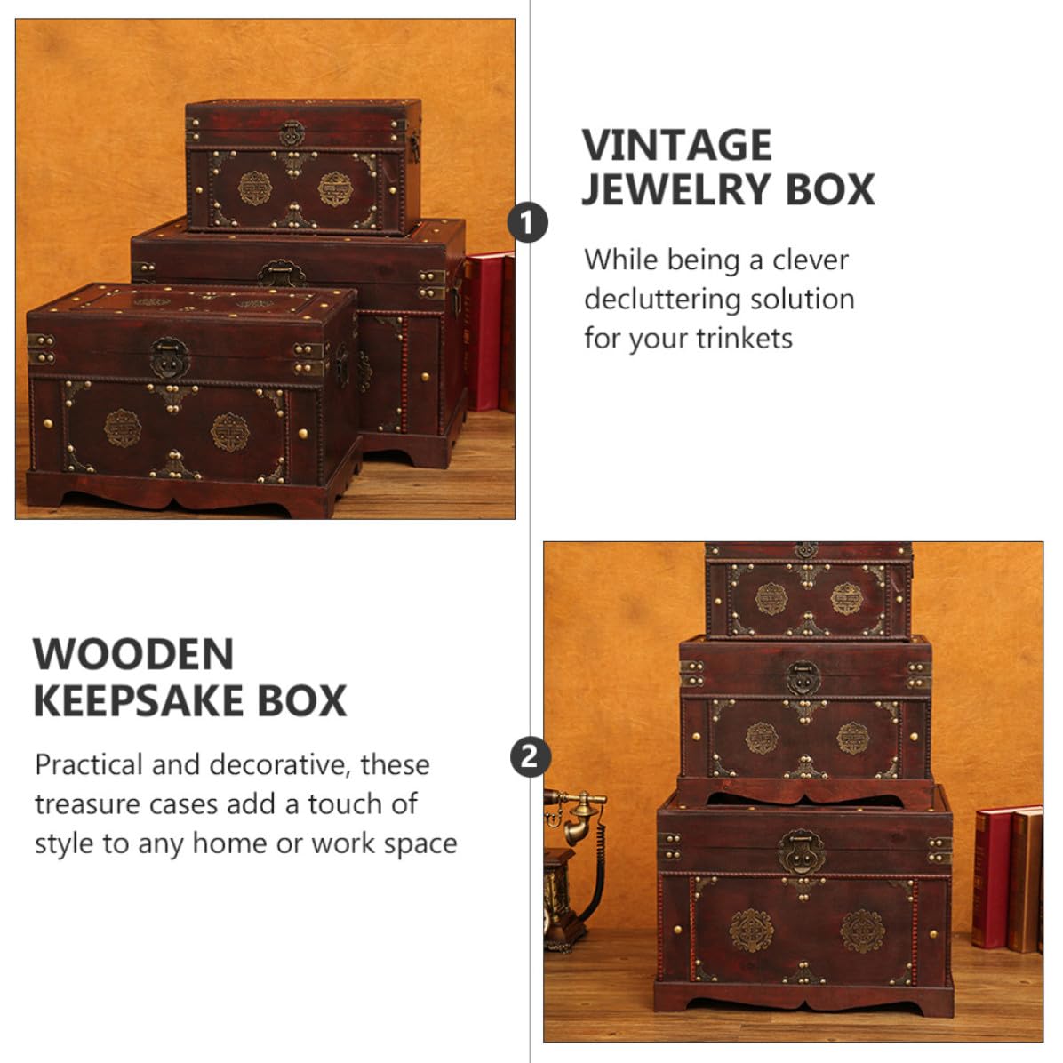 IMIKEYA Vintage Aufbewahrungsbox Braun mit Dekorativem Design und Praktischem Stauraum für Zuhause und Bastelbedarf im Rustikalen Stil