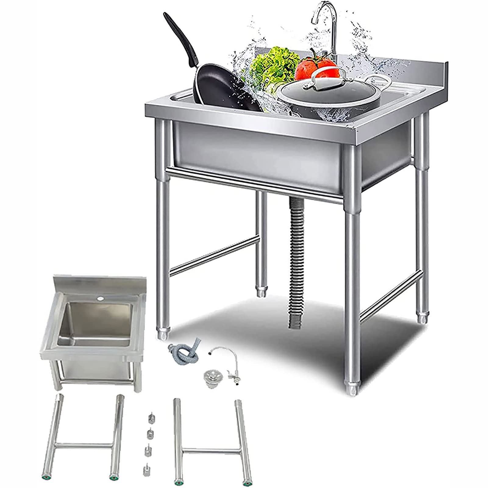 Fregadero de cocina comercial fácil de limpiar para solucionar la falta de espacio