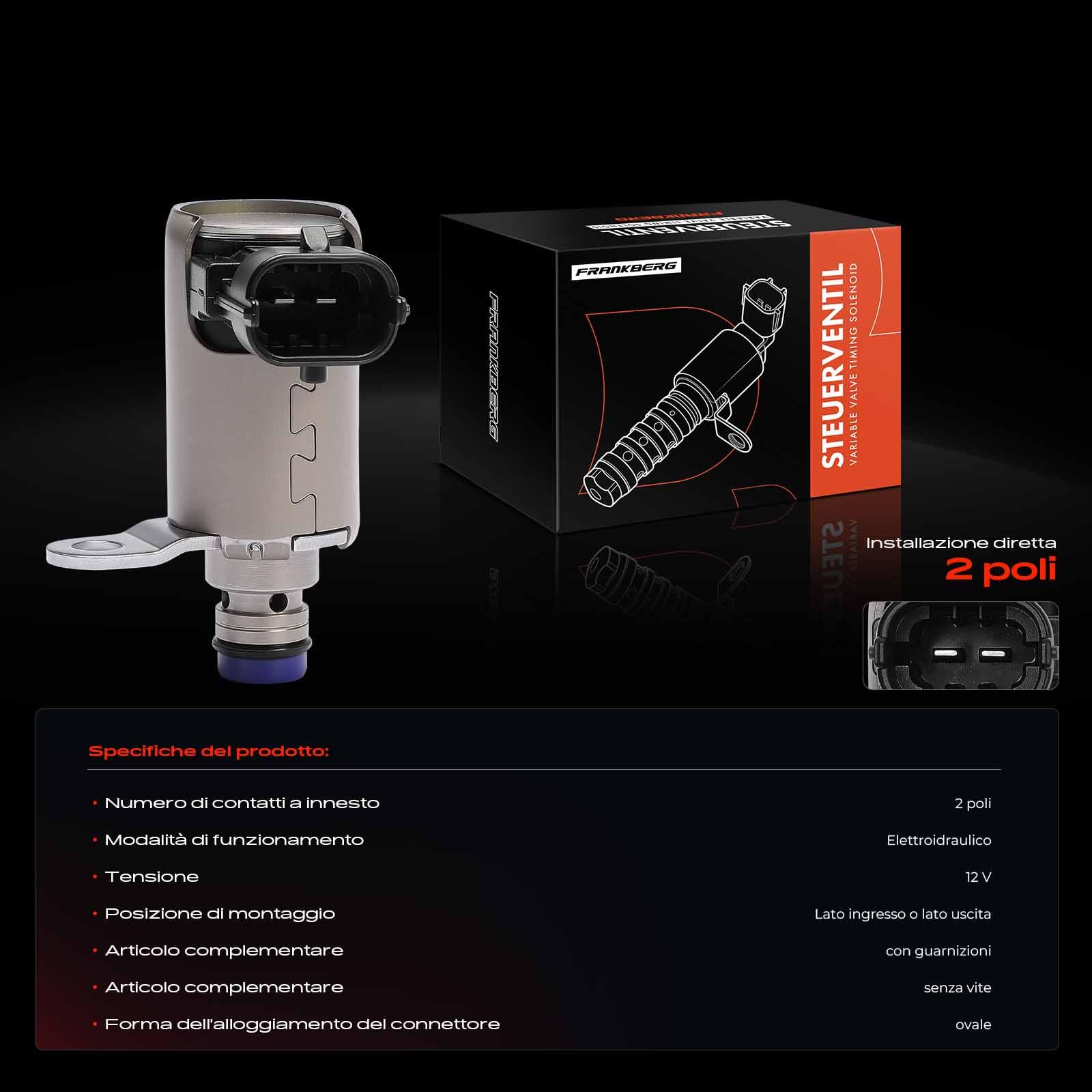 Frankberg Compatibile con o 2009-2018 Idea 2008-2012 500 berlina 500 C Cabrio 500L Timing-Control Valve Solenoid 1.3L Front One Piece Replace# 55273167