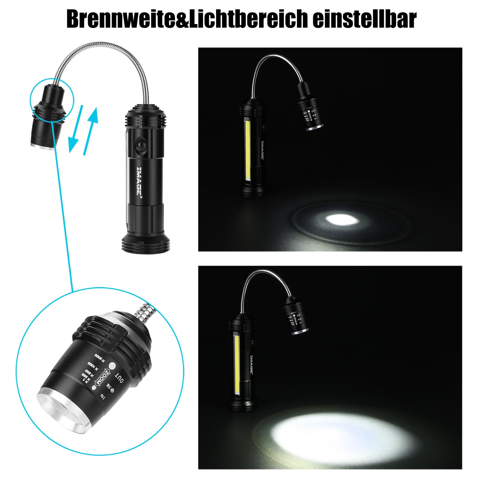 IMAGE Grill Licht 2 Stück magnetische Grilllampe mit Seitenleuchte Grillleuchte batteriebetrieben 360° drehbare LED Beleuchtung für BBQ Picknick Outdoor, Geschenke für Männer Papa Ehemann Vatertag