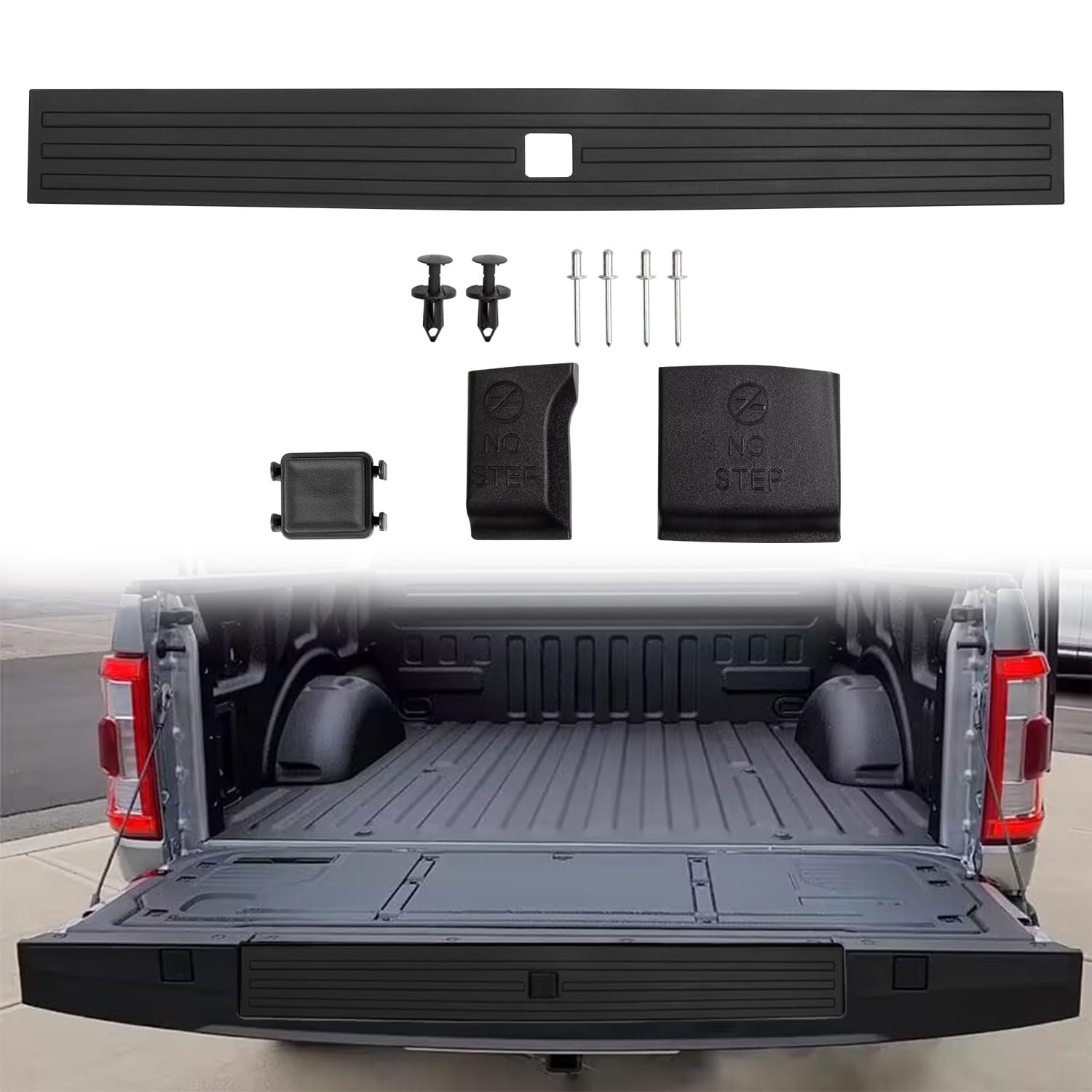 RANSOTO Tailgate Molding Trim Compatible with Ford F150 F-150 2015-2020 Flexible Flex Step Cap Top Trim Protector Cover Replaces FL3Z9940602B, FO1904135